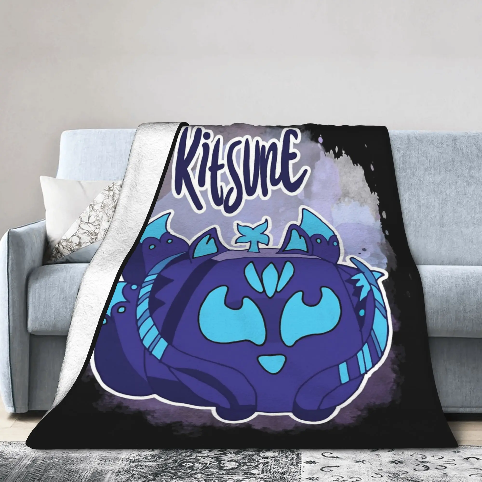 B-Blox Kitsune Fruits Fleece Blankets Game Cartoon Funny Throw Blankets for Bedspread 200x150cm Lightweight
