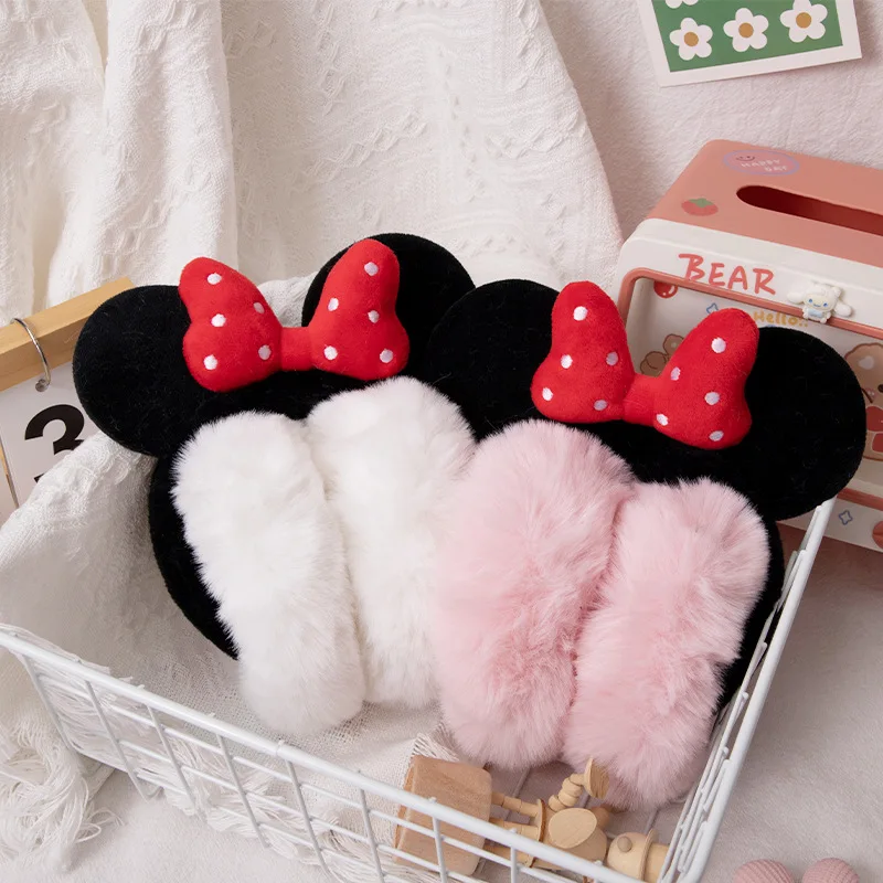 Disney Minnie Mouse Ear Warmer Plush Earmuffs Women Cartoon Winter Warm Kawaii Outdoor Cold Protection Cycling Girls Ear Cover