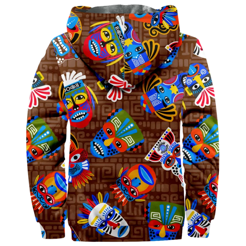 New Creative Cotton Coat Hooded Sweater Casual Print Men's Fur Loop Arctic Velvet Zipper Patch Pocket Hooded Sweater a44