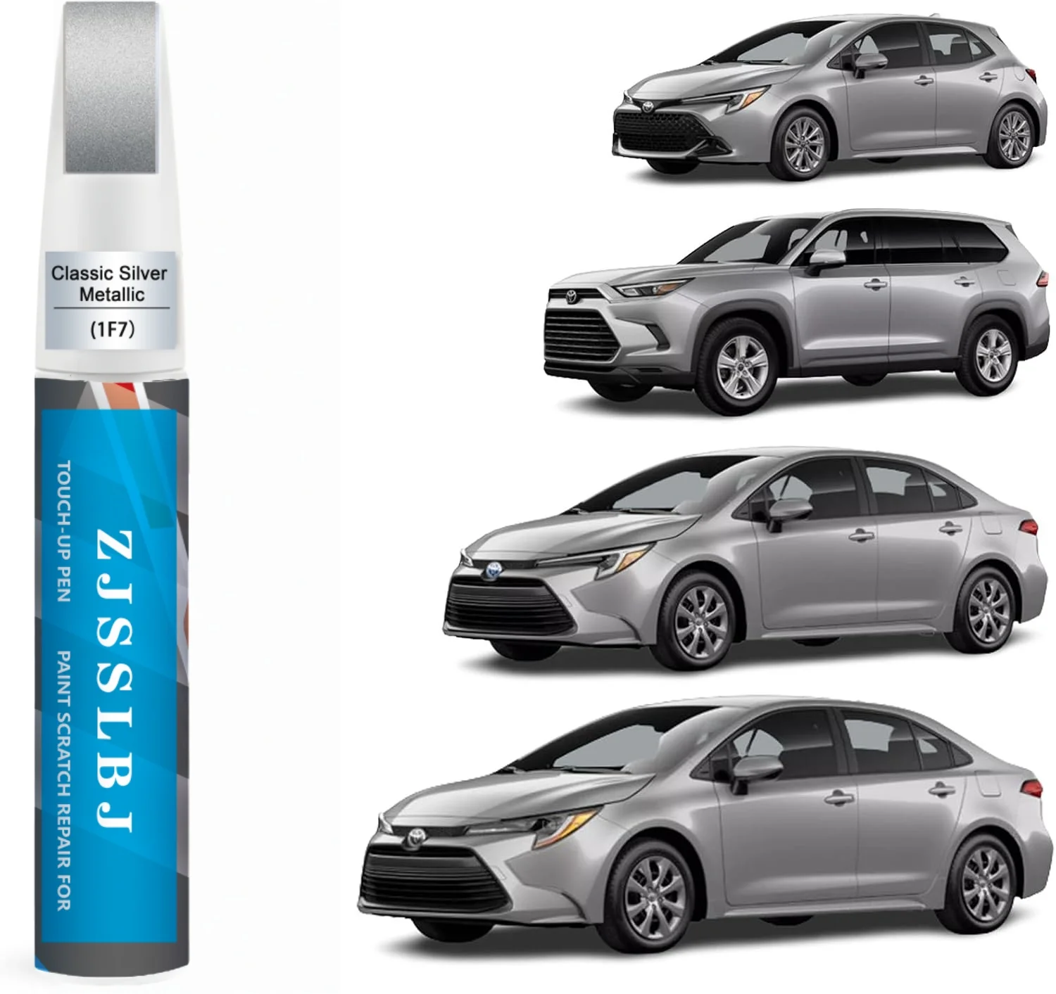

Car Touch Up Paint(Classic Silver Metallic(1F7(Include 2UF))) for Toyota, Car Paint Scratch Repair Kit, Quick & Easy Solution to