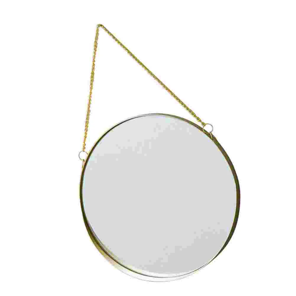 Decor Wall Mounted Vanity Mirror Metal Punch-free Decorate Golden Round