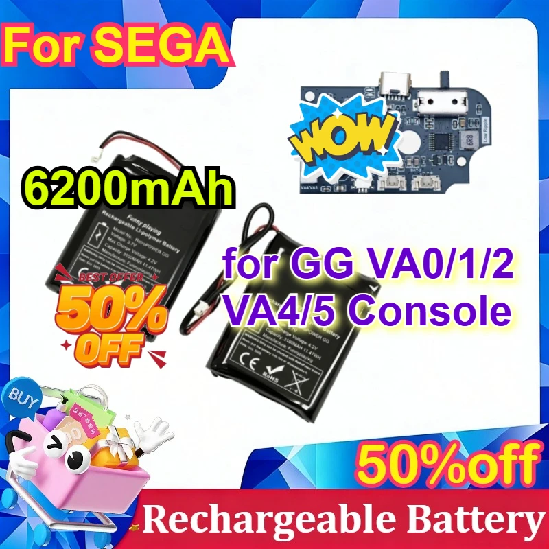 

6200mAh Li-ion Battery Power Board for SEGA Game Gear GG VA0 VA1 VA2 VA4 VA5 Console