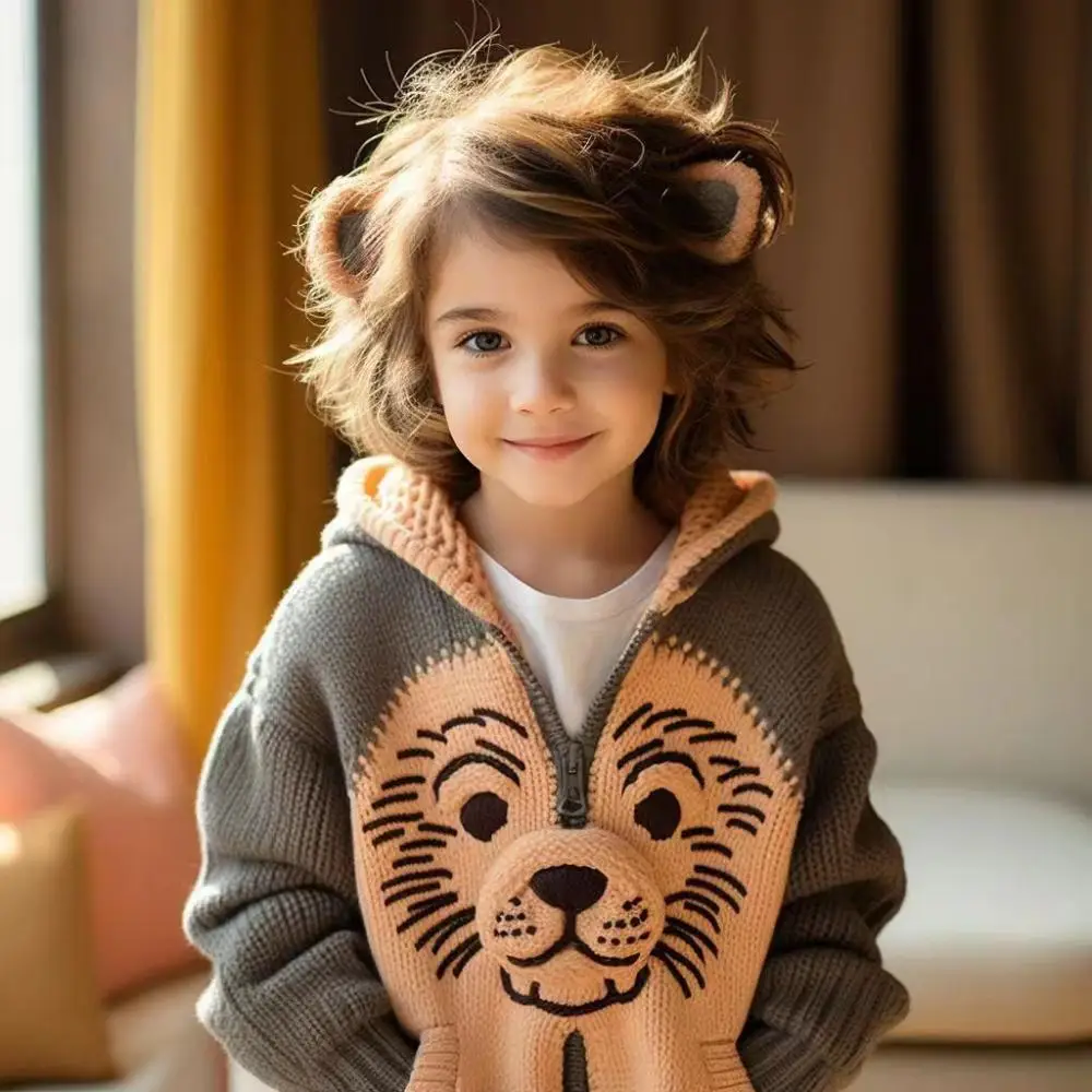 2024 Sweaters for Children Kids Hoodies Lovely Cartoon Animal Knit Cardigan Baby Girls Boys Autumn Winter Knitwear Infant Outfit