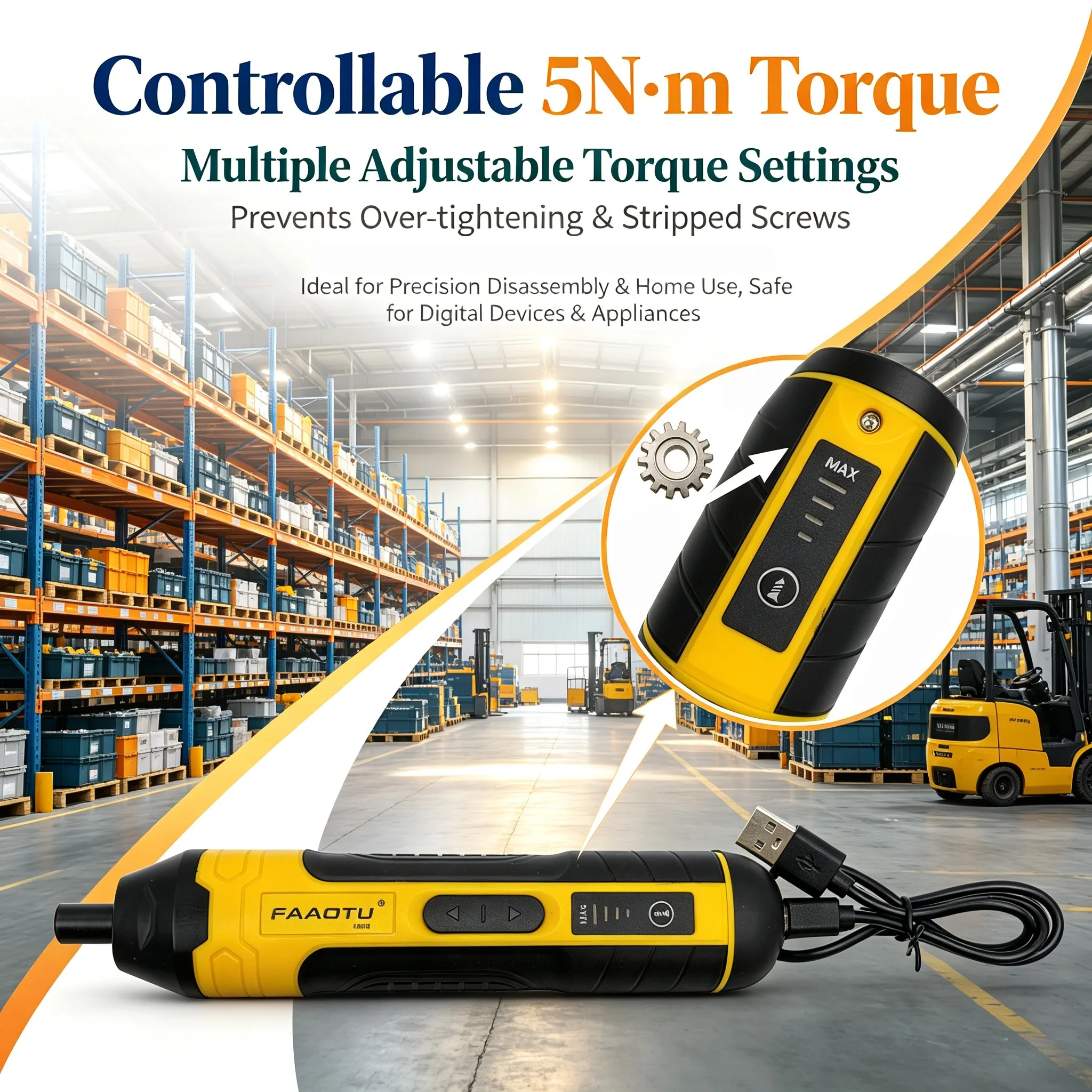 Portable FAAOTU Mini Electric Screwdriver Rechargeable Cordless DIY Screw Driver Hand Tool