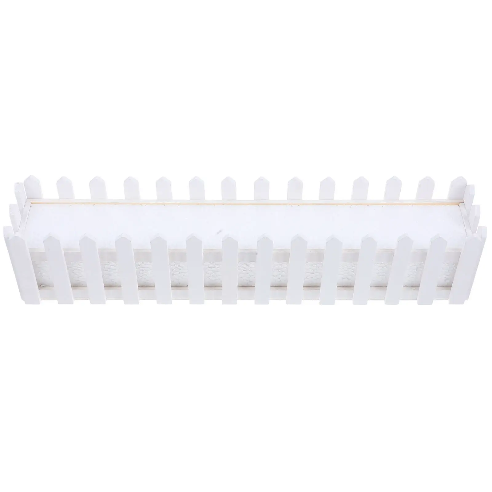 Rustic Wooden Picket Fence Rectangle Planter Box with Foam Insert for Artificial Flowers Plants Decorative Window Shelf Garden view 5