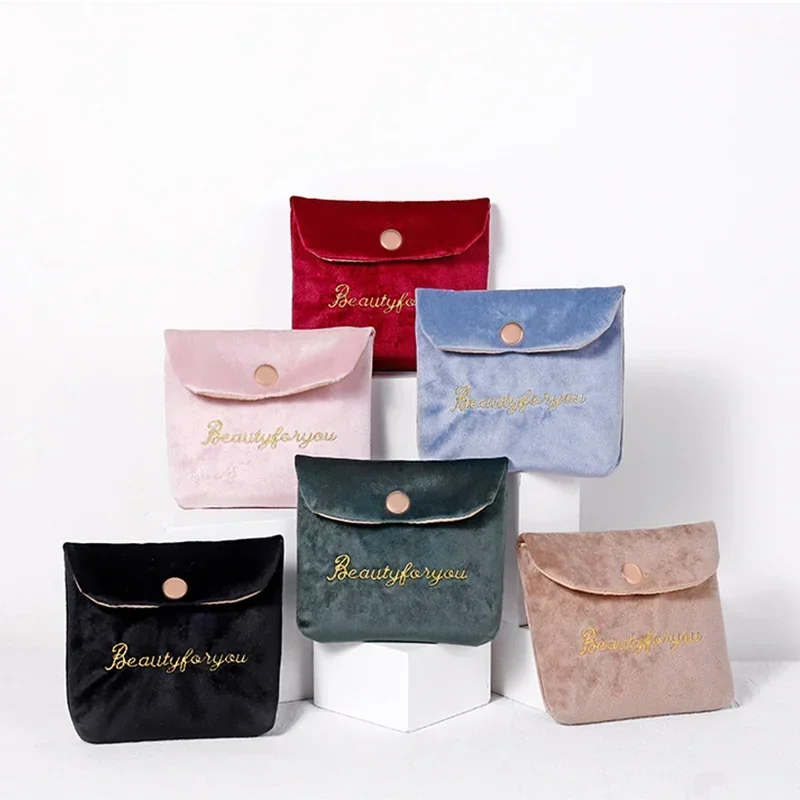 Embroidered Letter Tampon Storage Sanitary Pad Pouch Bag Girls Cosmetic Bags Makeup Lipstick Key Earphone Data Cables Organizer