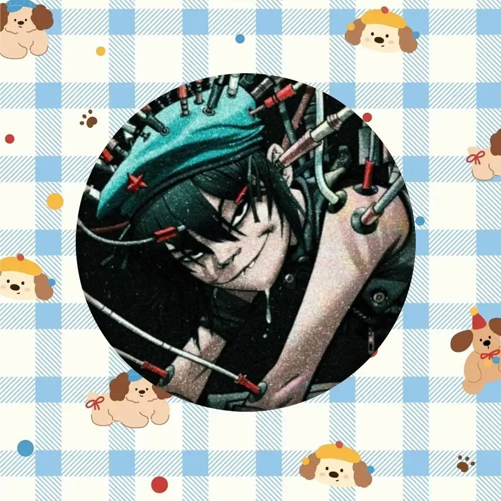 Virtual Music Band Gorillaz  Badge Tinplate Meme Round Brooch for Hat Bag Creative Lapel Jewelry Accessories Gifts
