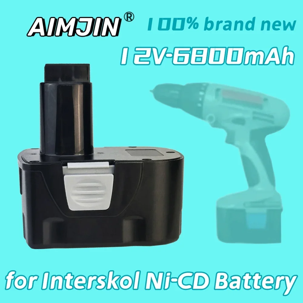 

12V 6.8Ah Ni-CD Battery Power Tool Rechargeable For Interskol Replacement Battery Screwdriver Cordless Drill H12 DA-12ER-012