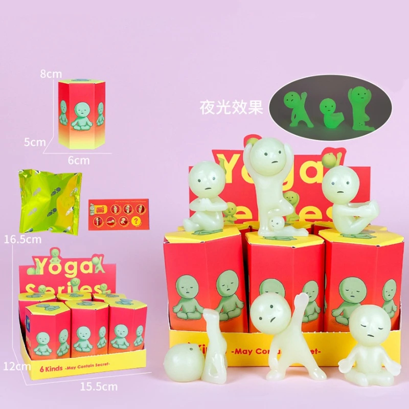 

Smiski Yoga Series, загадочная милая светящаяся зеленая кукла, игрушка, экшн-фигурка, мультяшная настольная слепая коробка, модель куклы, Рождественский подарок
