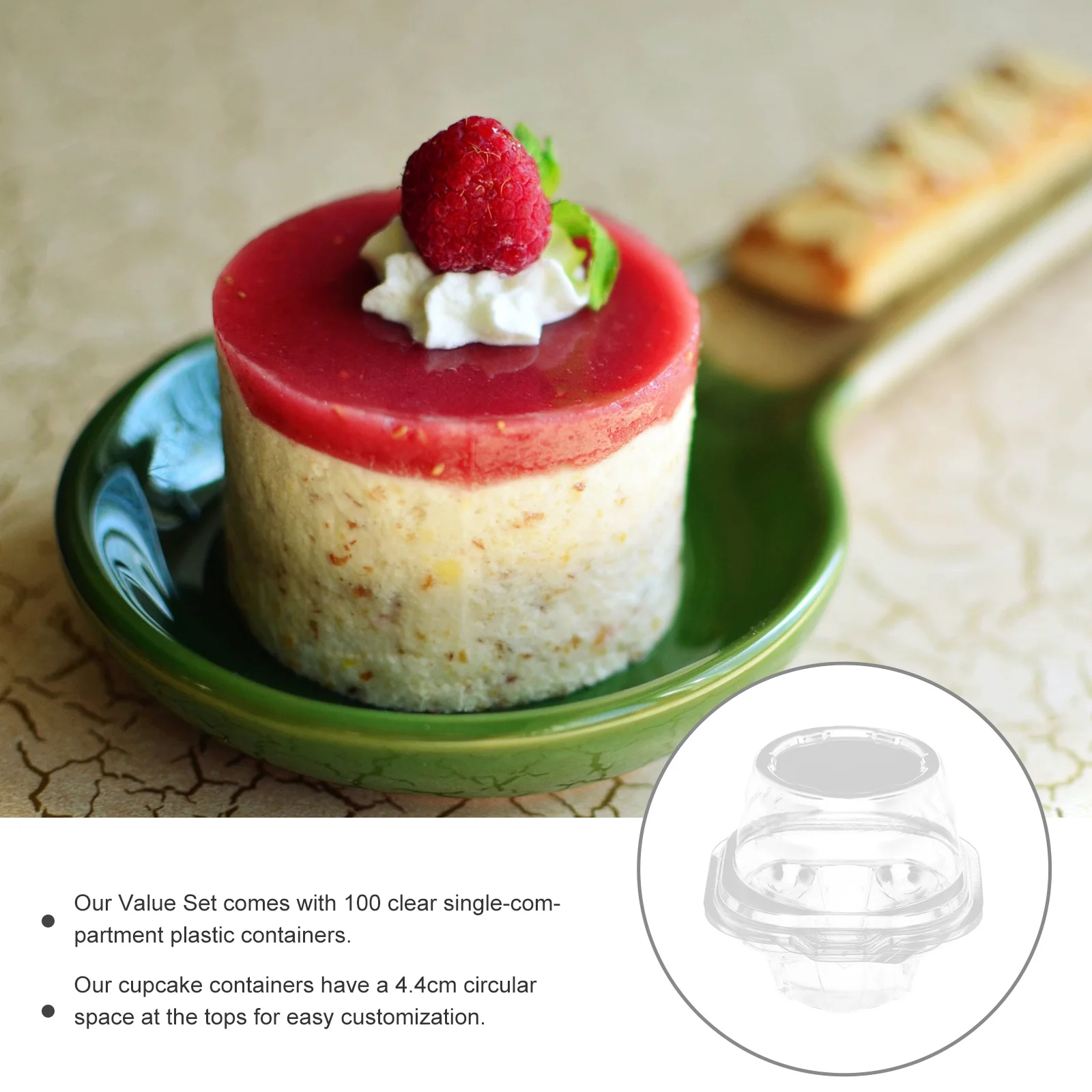 50Pcs Cake Boxes Plastic Dessert Packing Boxes Thick Cupcake Containers for Bakery Parties Weddings Cake Storage