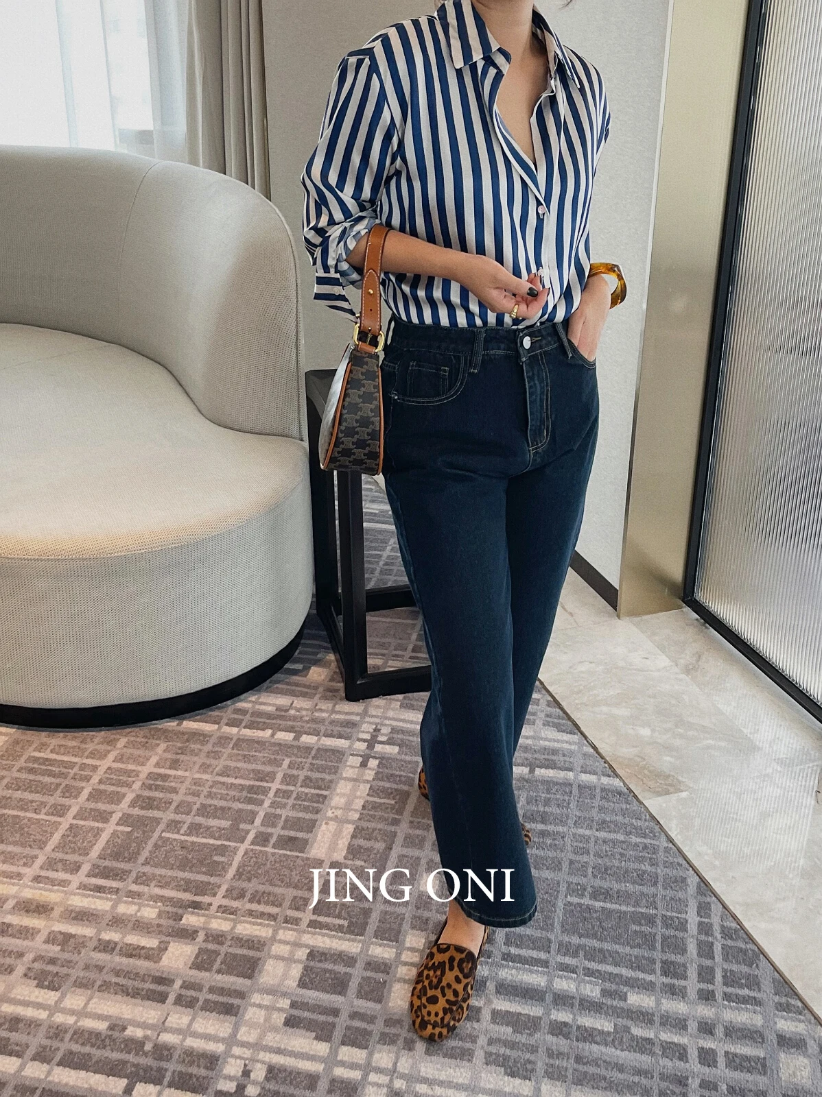 Satin Stripe Shirt Blouse Women 2023 Clothing Vintage Elegant Korean Style Y2K Fashion Cropped Luxury Oversized Top Long Sleeve