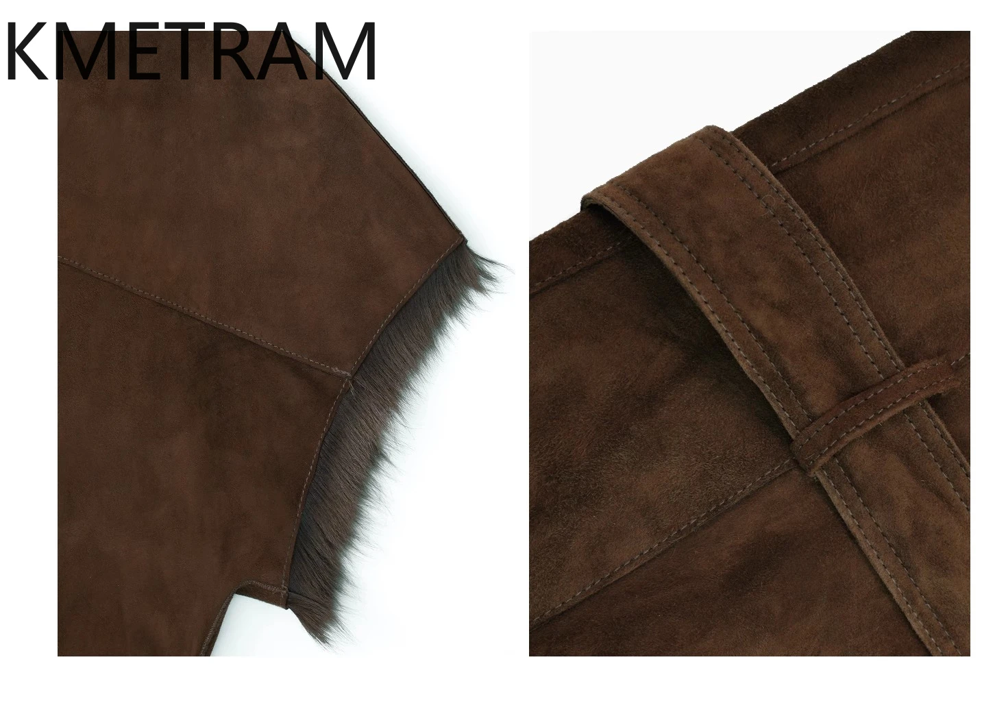 سترة من صوف الغنم الطبيعي من توسكانا مزدوجة الوجه للنساء بأكمام قصيرة معطف فرو حقيقي سترة شتوية من الجلد ملابس نسائية 2025