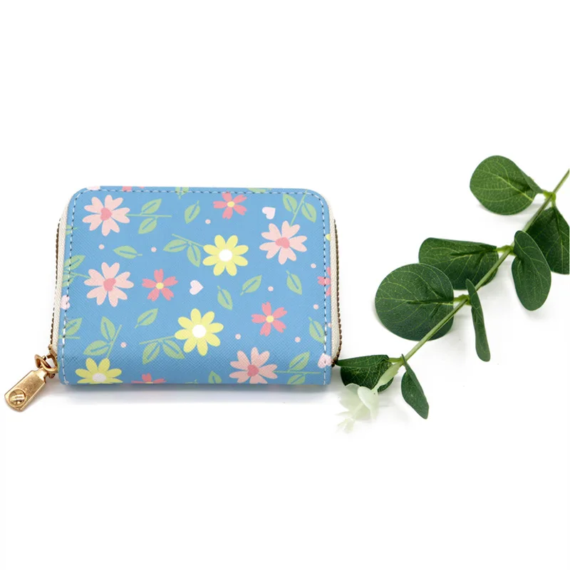 Accordion card bag female ins floral card clip fresh lovely student change purse multi-function anti demagnetizer purse