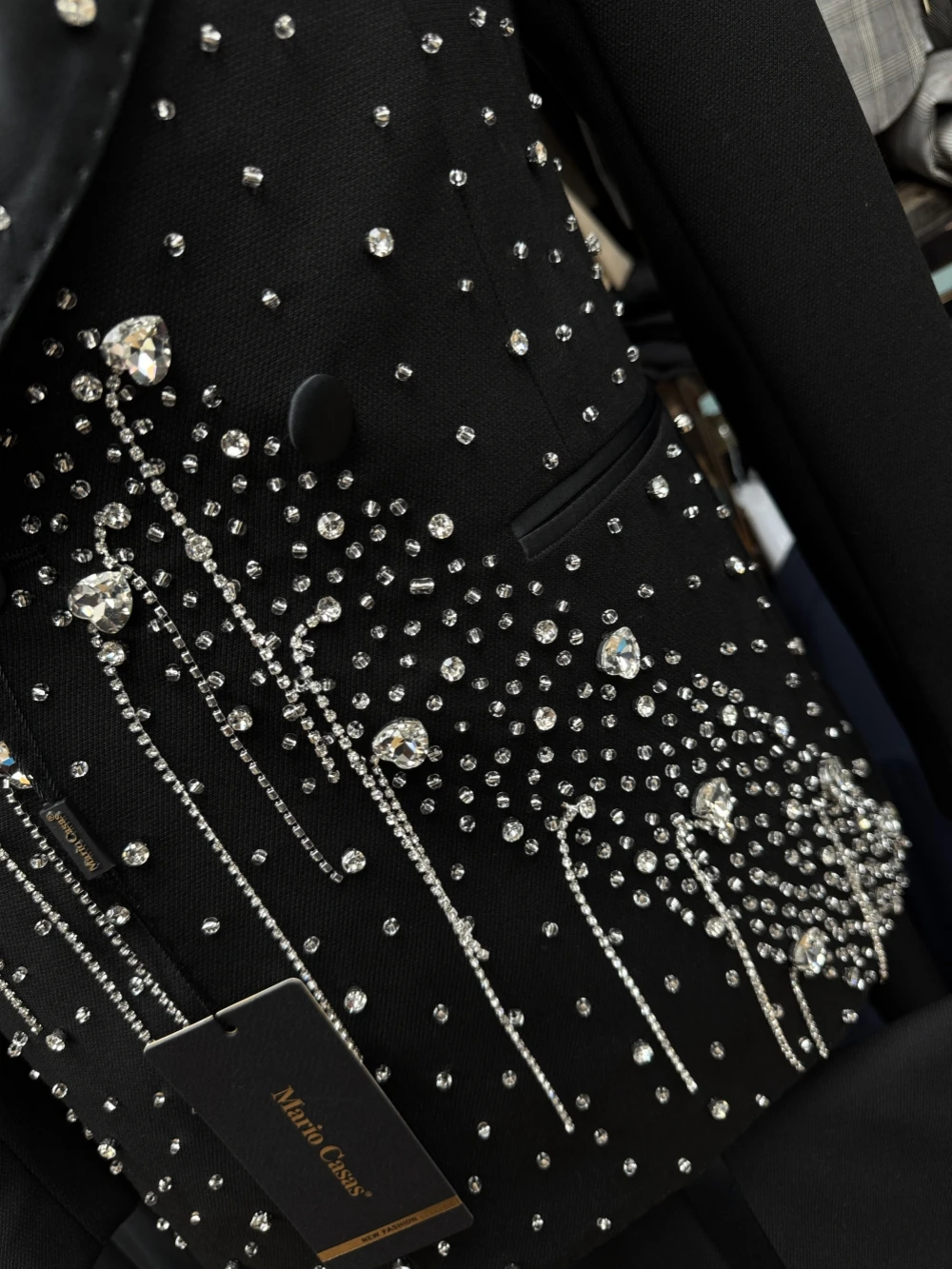 Luxurious Beaded Tassel Men's Suits Wedding Groom Outfit Handsome Elegant Double Breasted Tuxedo 2 Pieces For Men Customized