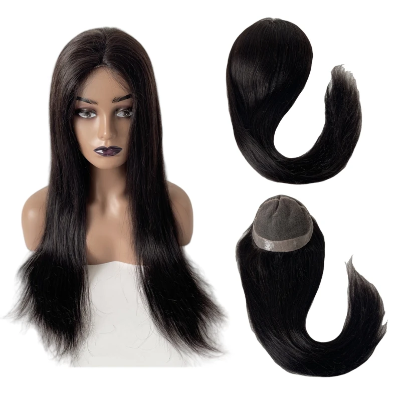 

22 Inches Natural Color Indian Virgin Human Hair 180% Density Medical Wig Full Lace With PU Perimete Wigs for Black Woman