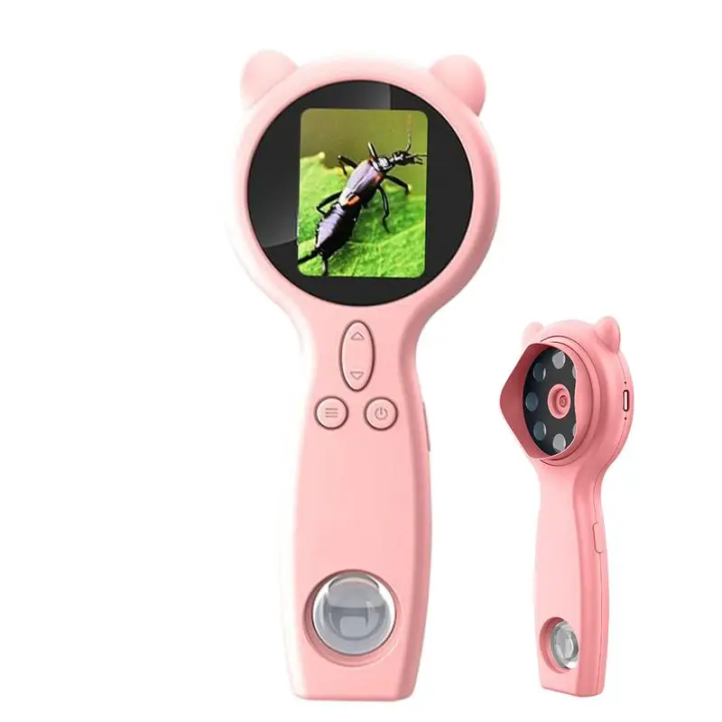 

Kids Handheld Microscope 50X Portable Digital HD Magnifier Two Lens Multi-Functional Magnifying Glass Supports Photo And Video