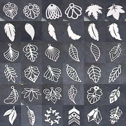 3pcs Various Leaves Charms DIY Tassels Earring for Women Jewelry Making Stainless Steel Pendant Feather Art Line Leaf Accessorie