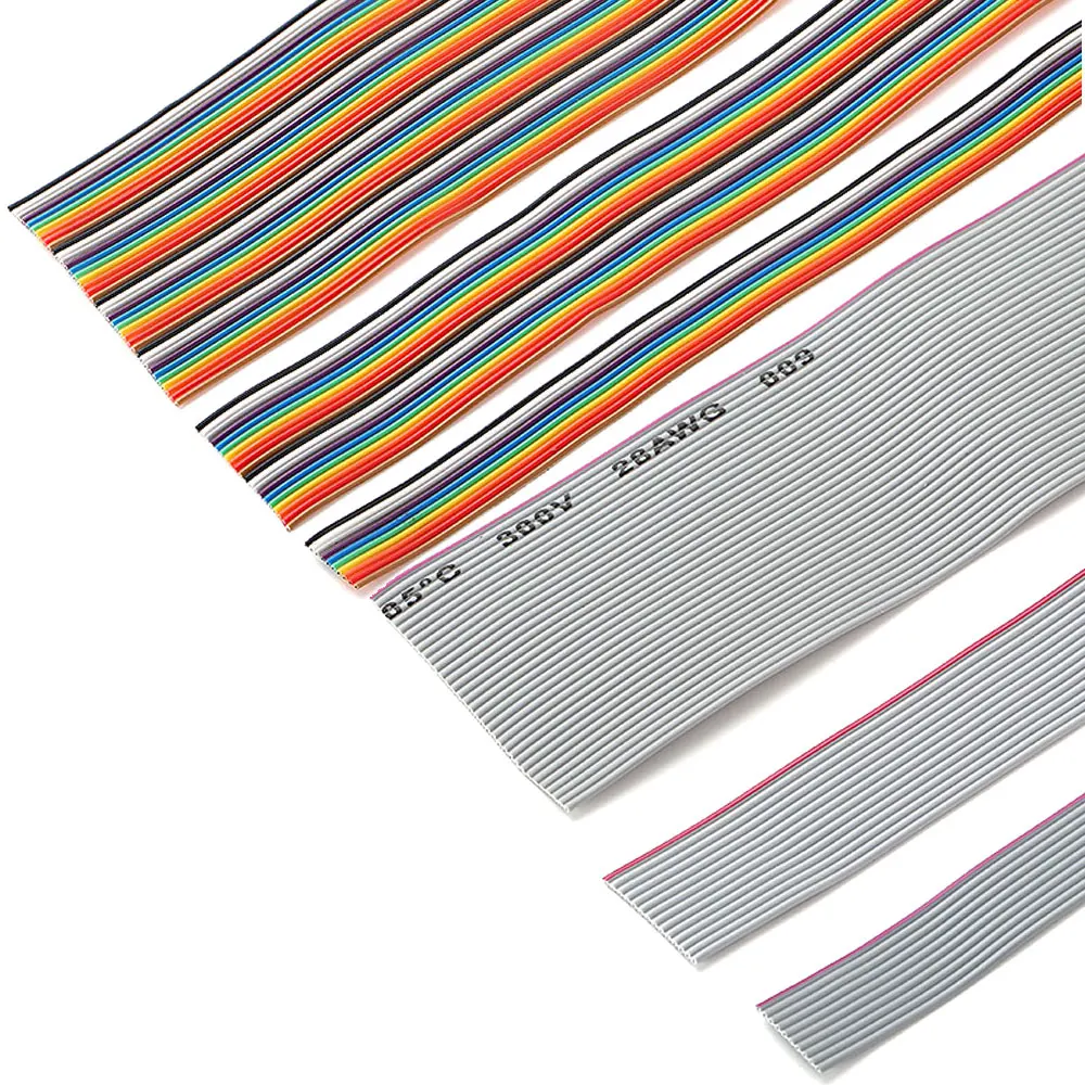 1/3/5/10Meter 1.27mm Pitch Color Gray Flat Ribbon Cable Rainbow DuPont Wire 6/10/14/16/20/26/30/40P for 2.54mm IDC FC Connector