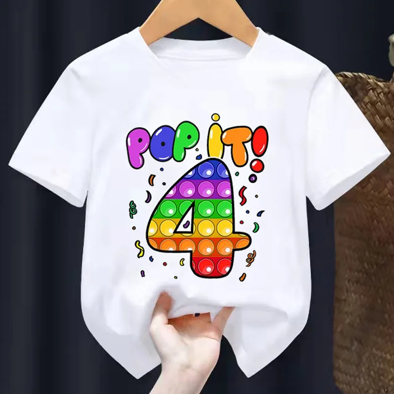 POP IT Digital family round neck printed T-shirt with short sleeves for children