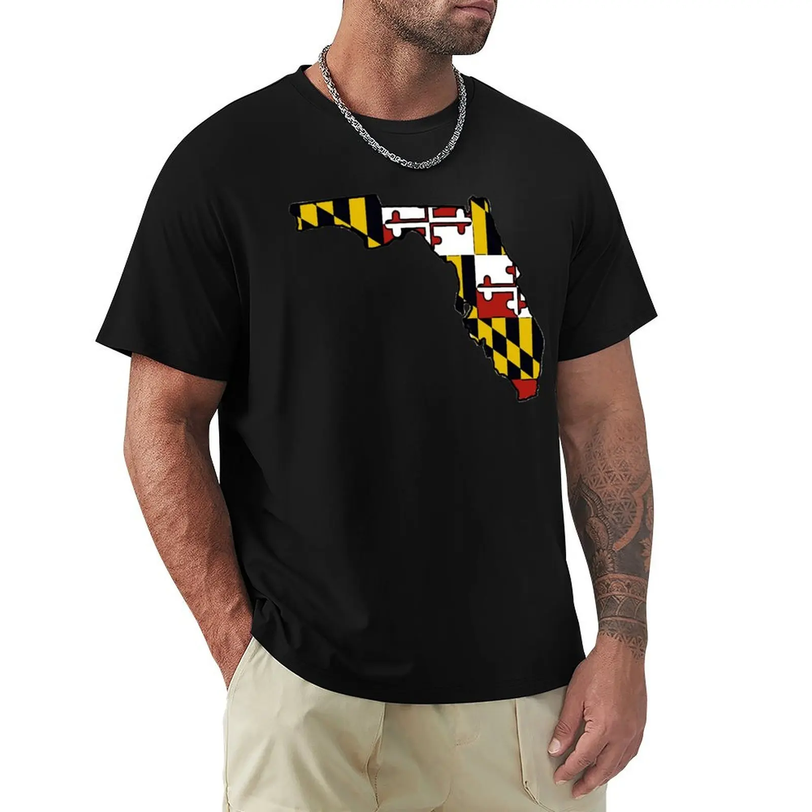 

Florida outline Maryland flag T-Shirt gifts for boyfriend plus size tops mens t shirts casual stylish