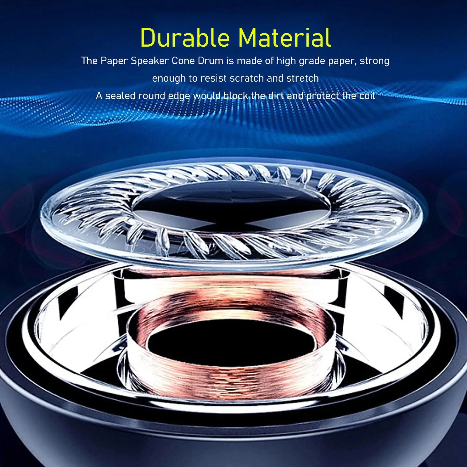 Cone de alto-falante subwoofer de 5 polegadas com surround de borracha - Tambor, diâmetro interno de 1 polegada, diâmetro externo de 5 polegadas