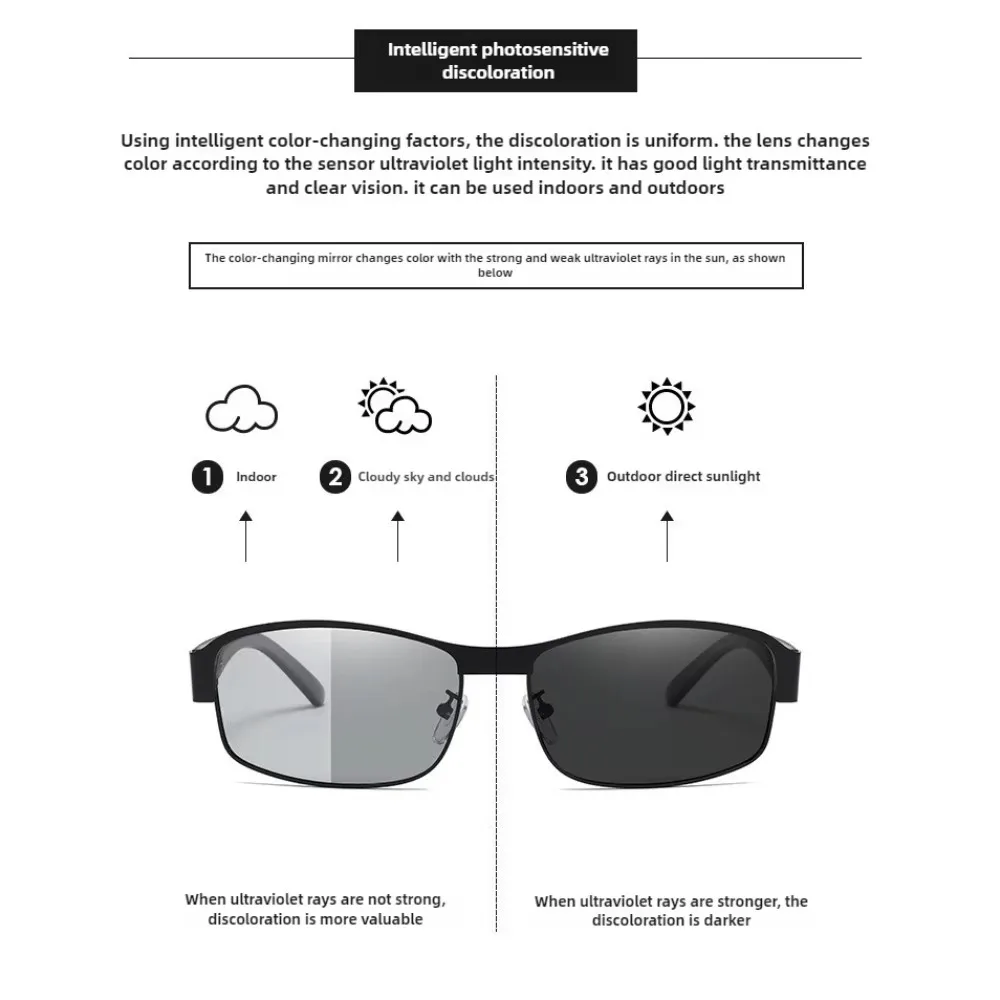 Photochromic Polarized Sunglasses UV400 Style Color-changing Lens Men Anti-glare Driving Eyeglasses  for Men image 5