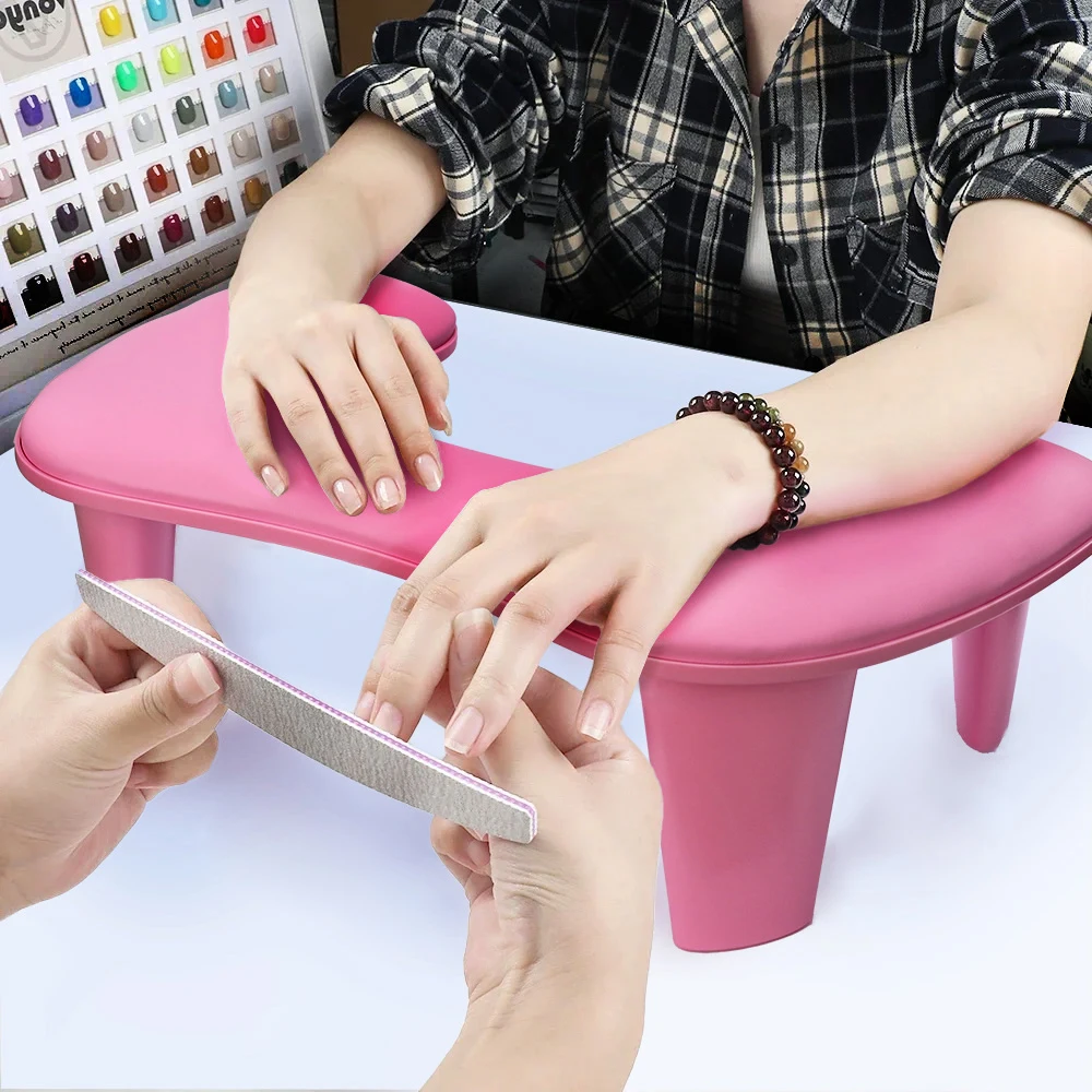 

U Shape Arm Rest Nail Art Hand Pillow Pink White Portable Stand Tilt Design Breathable Hand Pillow PU Material Salons Home DIY