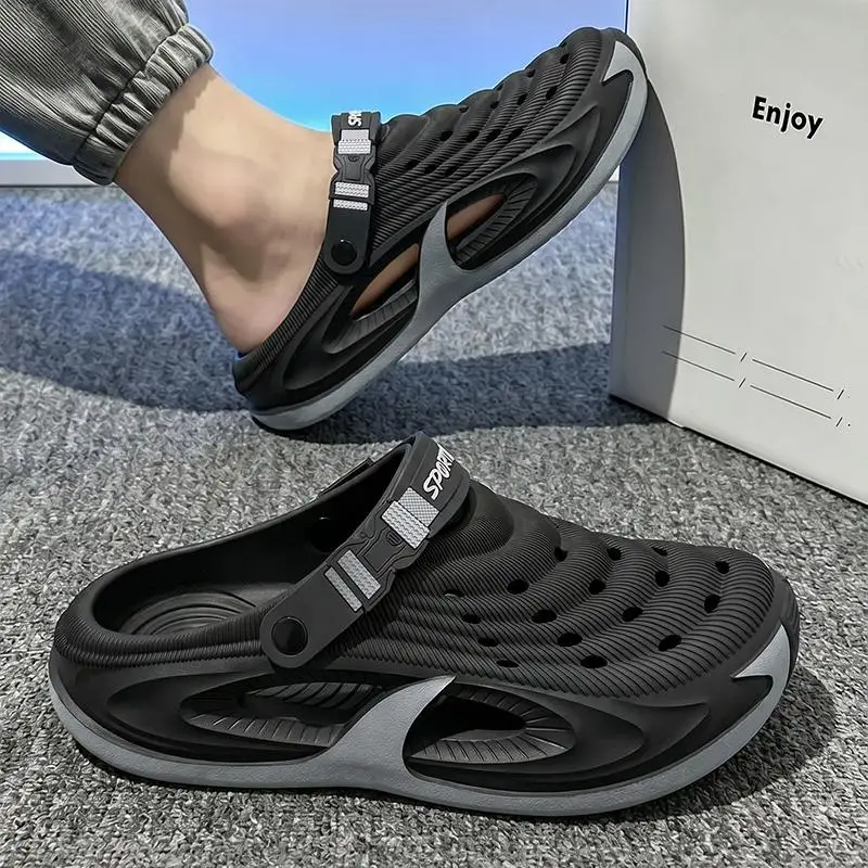 Weiche Wolken-Clogs mit dicker Sohle für Herren – Sommer 2026 – Rutschfeste EVA-Patchwork-Strandslipper, Übergrößen-Fahrschuhe und Sandalen für Herren – Detail 6
