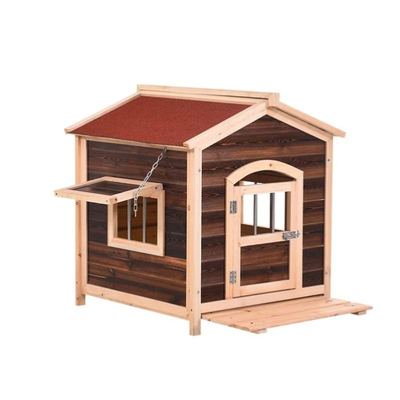 Outdoor all-season universal kennel carbonized pet kennel outdoor medium and large dog house house solid wood warm dog cage