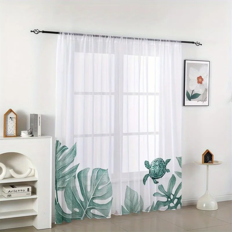 2PCS Digital Printing Sheer Curtain, Gothic Skulls Roses Dark Pattern, Edgy Punk Rock Alternative Emo Teen Bedroom Decor view 3