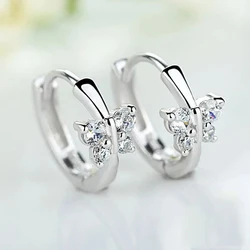 Luxury SIlver Color Classic Butterfly Austrian Crystal Stone Earrings Bridal Wedding Ceremony Propose Jewellery