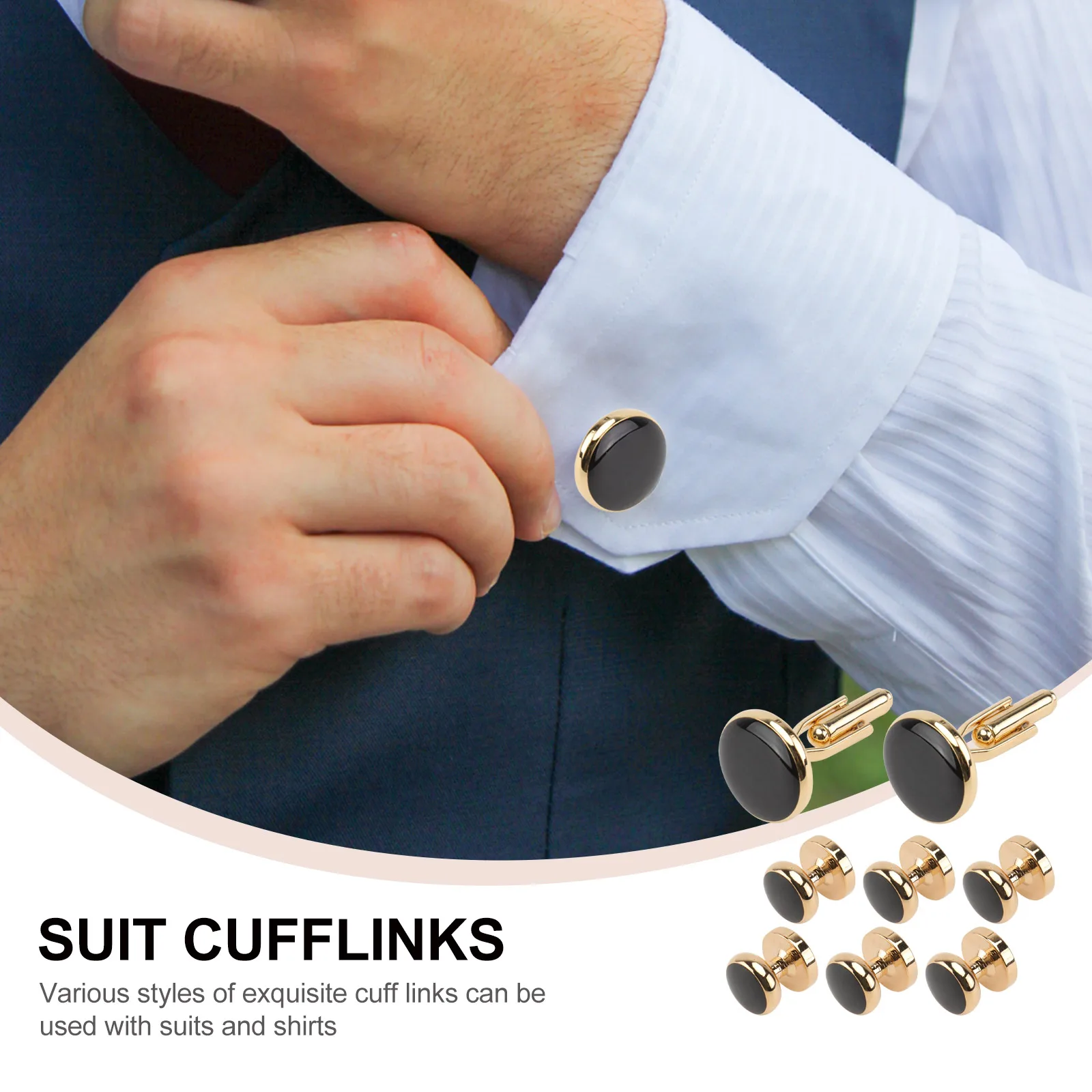 

8 Pcs Tuxedo Button Set Cuff Studs French Style Shirt Decors Wedding Links Metal Copper Elegant Miss