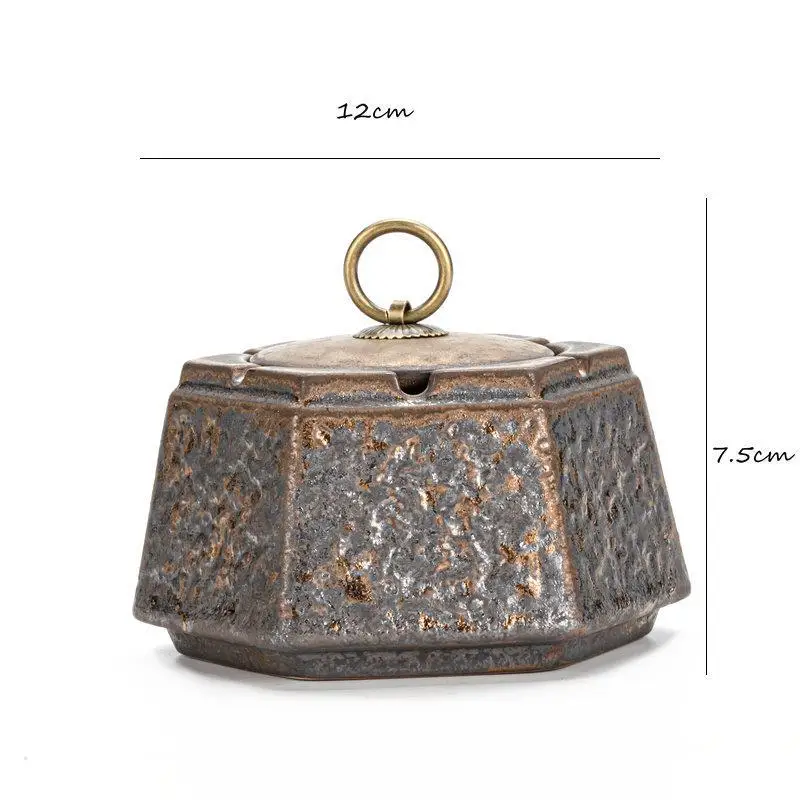 Japanese style rusty ashtray ceramic ancient well ashtray smoke cup home living room decoration office tea desktop ornaments