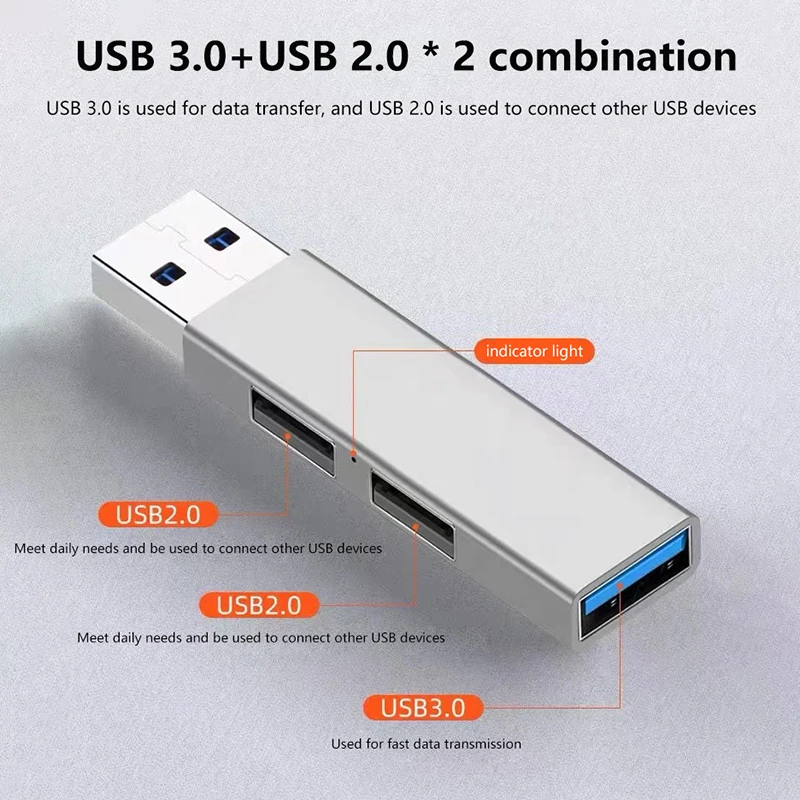 

3 In 1 Expansion Dock Hub USB 3.0/Type-C 3.0 To 3 USB Multi Port HUB OTG Adapter Multiple Expander For PC Macbook Laptop