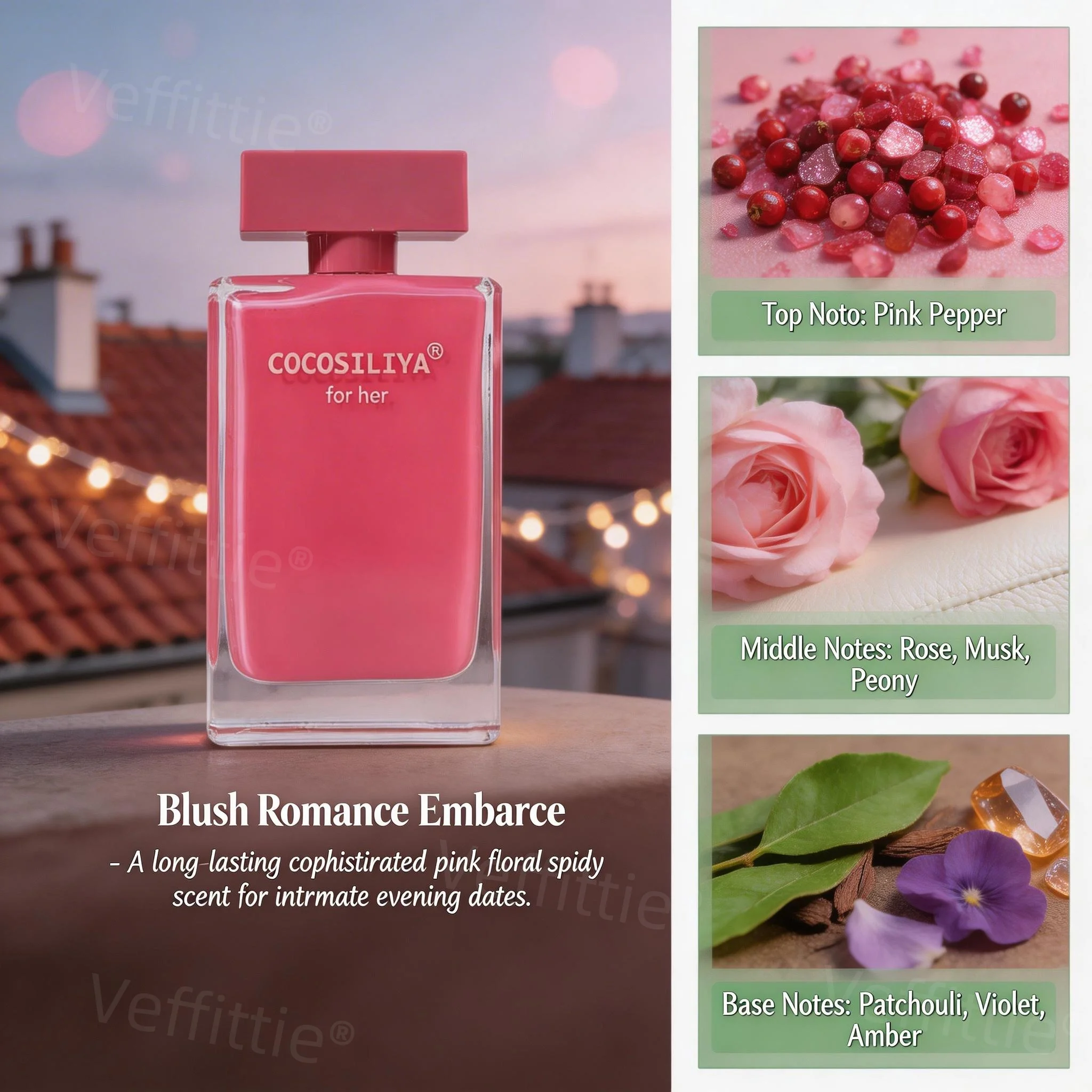 

Spring Rose Peony Eau de Parfum 120ml, Floral Amber Notes, Garden Aroma, Casual Wear, All Day Fresh for Romantic Women