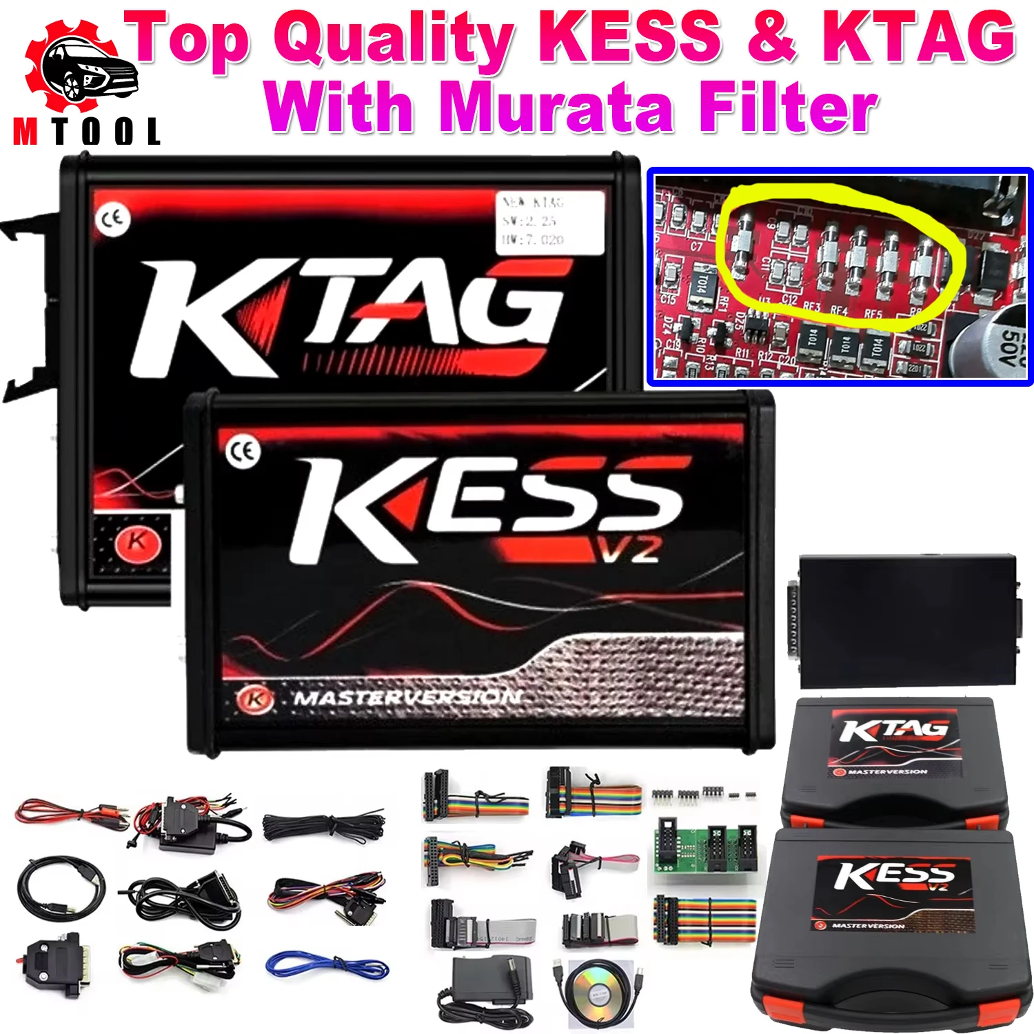 

For KESS V2 V2.8 Red PCB and KTAG V7.020 4 LED ECU Chip Tuning Tool Programmer with Toolbox