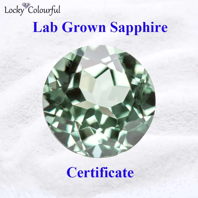 

Lab Grown Sapphire Round Shape Green Color Top Quality Charm Beads for DIY Jewelry Making Bracelet Selectable AGL Certificate