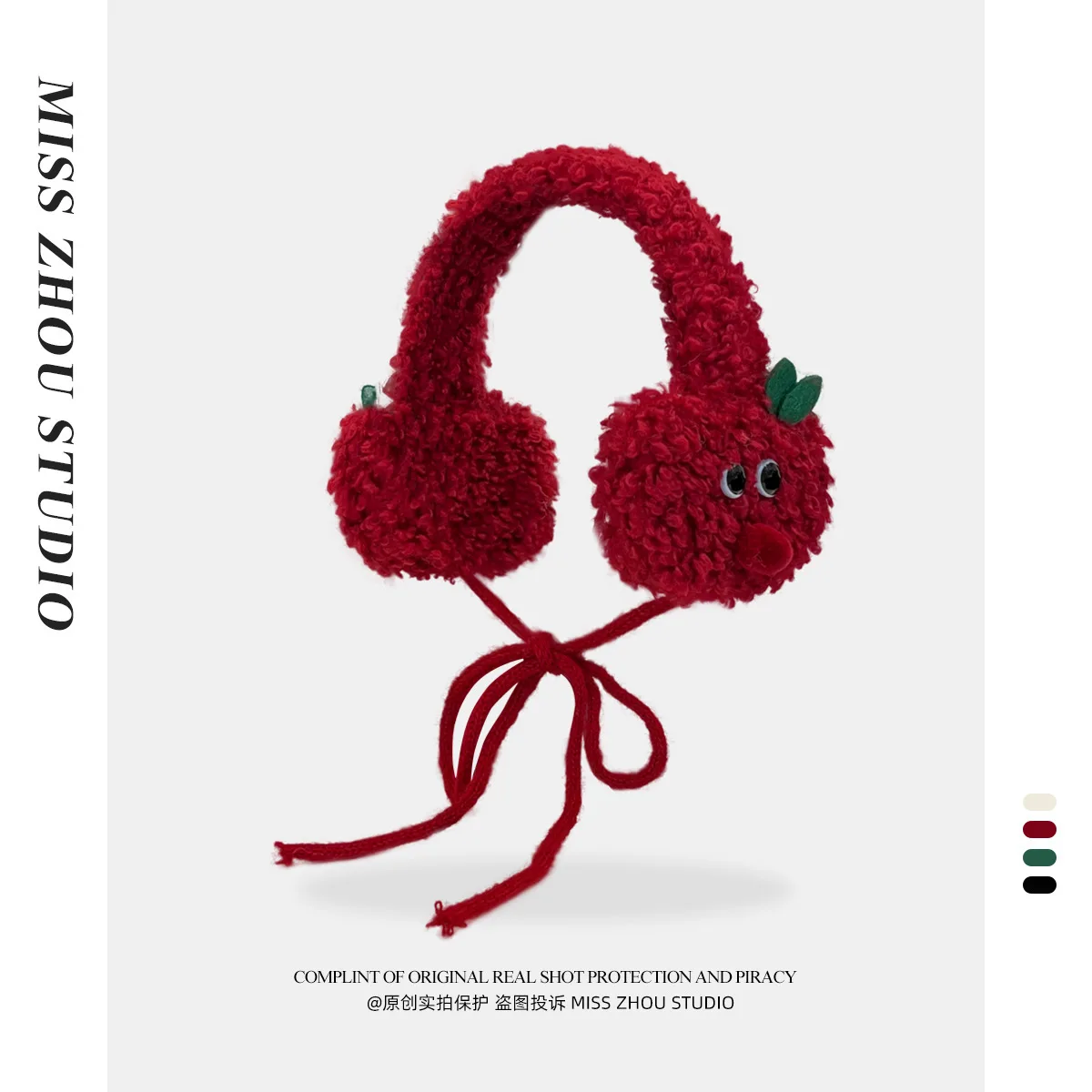 Japanese Simple and Cute Plush Apple Earmuffs for Women To Keep Warm and Cold in Winter, Ear Covers for Cycling