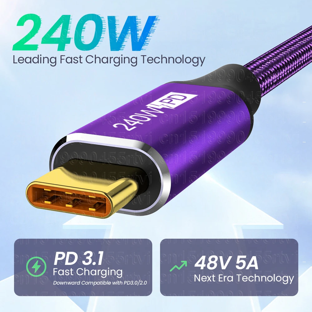 PD240W USB Type C to C Cable 5A Fast Charging Wire for iPhone 15 PS5 Switch Galaxy S22 MacBook Pro 90 Degree Fast Charging Cable