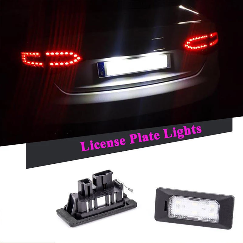 2 قطعة لوحة ترخيص مُضاء ليد ضوء لأودي A1 A4 B8 A5 S5 A6 S6 A7 Sportback RS5 Q5 لرائعة اوكتافيا فك مصابيح لوحة ترخيص