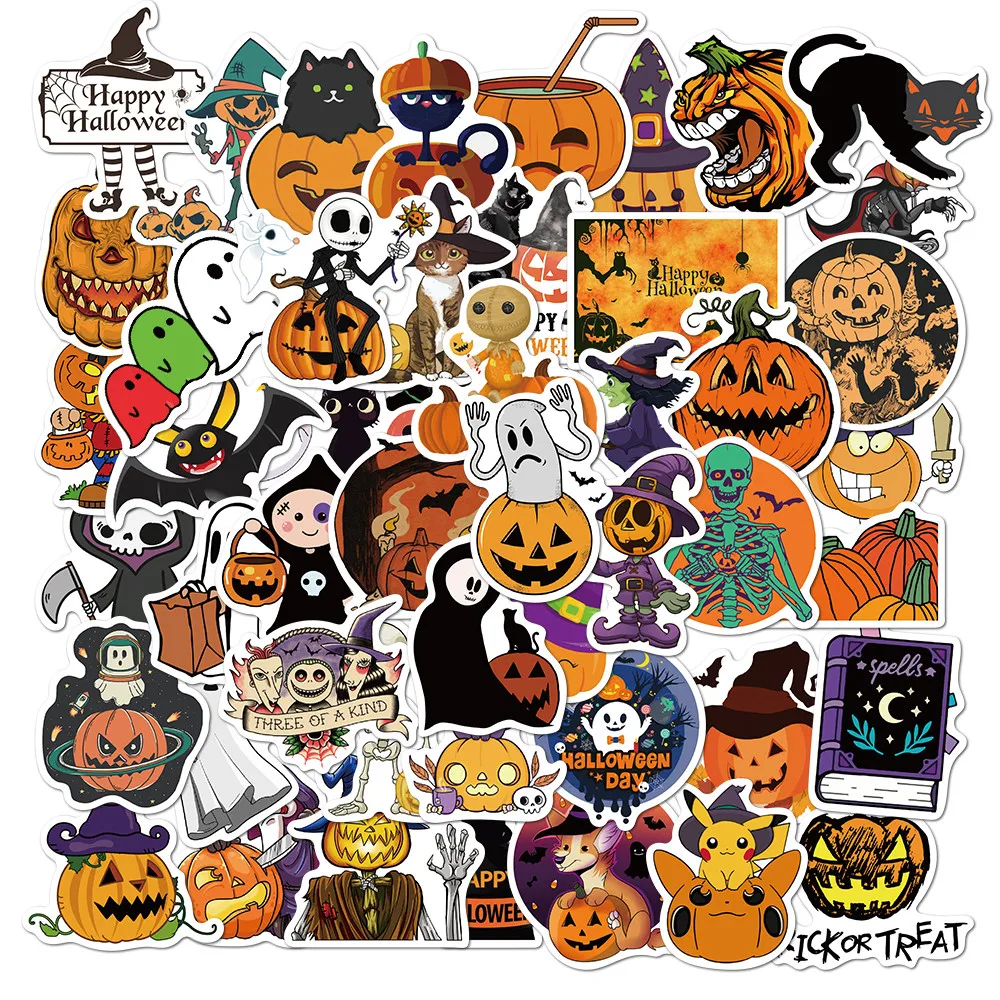 50Pcs Glossy Halloween Holiday Stickers, Creepy Cemetery Graphic Decals for Phone Case Guitar Hard Suitcase Giajar Sticker Store