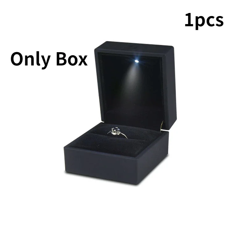 2024 Luxury Ring Box With LED Light Jewelry Diamond Ring Box for Engagement Wedding Birthday Valentine\'s Day Gift Box