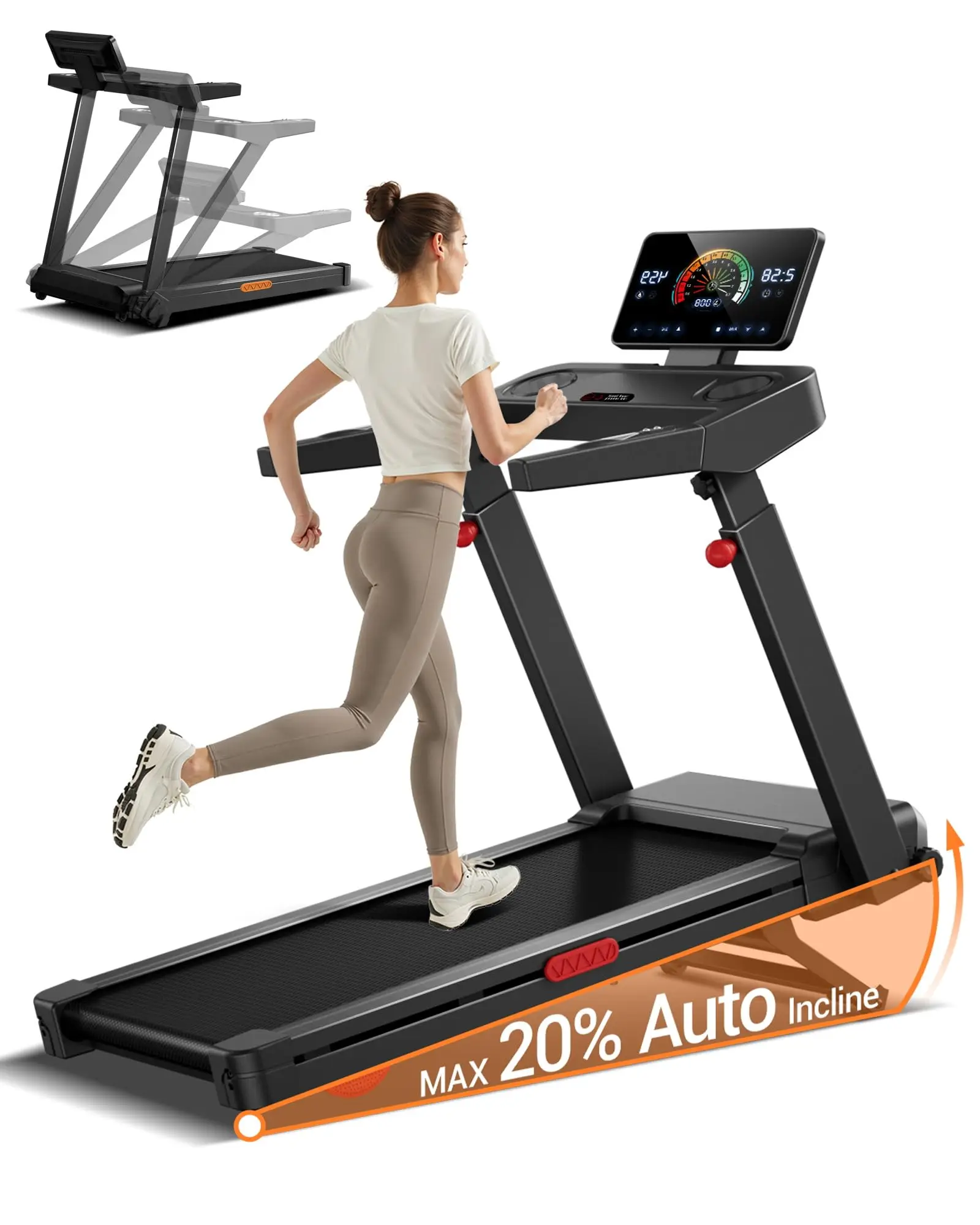 CURSOR Treadmills for Home with 20%/25% Incline, 350lb/400lb Capacity & 8.0/8.7/9.5MPH Folding Treadmill 3.5HP/4.0HP