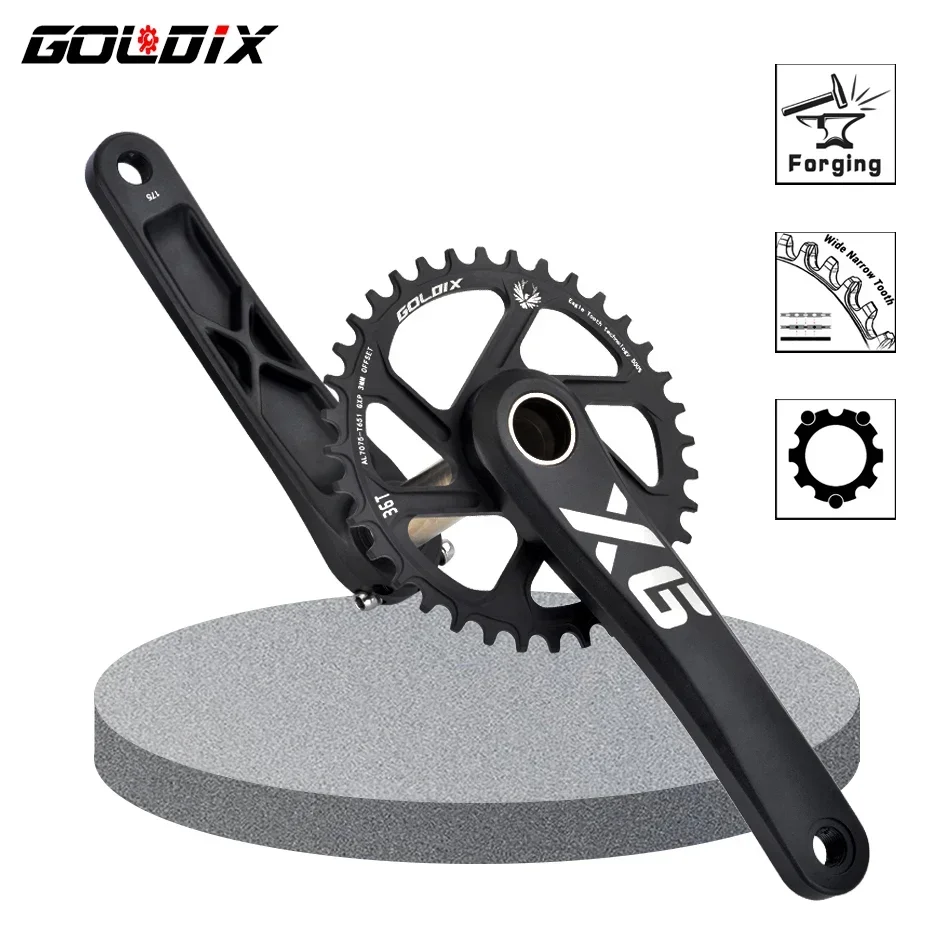 GOLDIX-X6 170/175mm Length Forging Crank Wide Narrow Teeth Chainring Install Directly 30/32/34/36/38T for7s-12s bicycle Crank