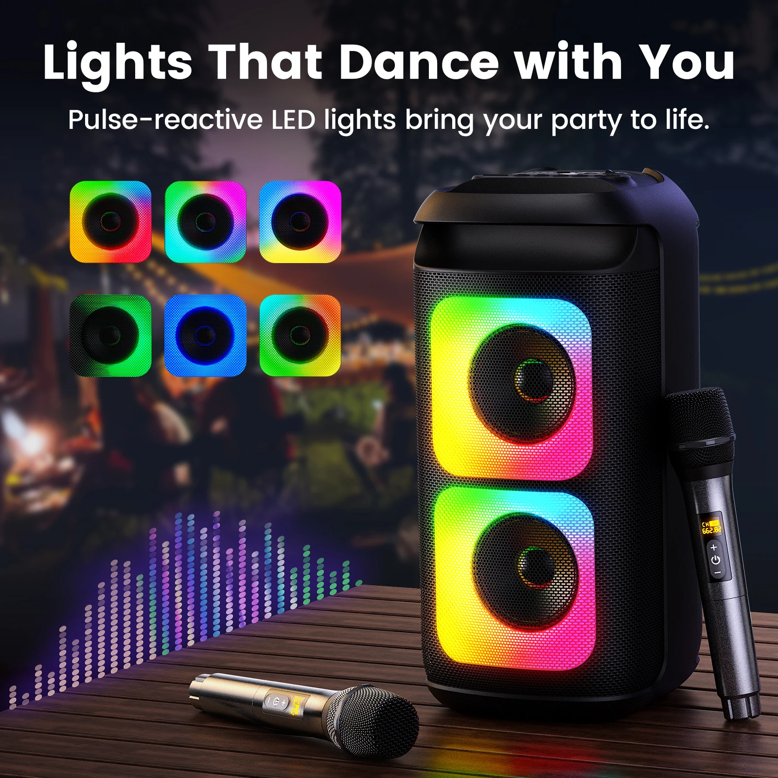 T37 مكبر صوت بلوتوث كبير، آلة كاريوكي مع اثنين من الميكروفونات، USB، بطاقة Tf، تسجيل، مع Tws، مع مكبر صوت كاريوكي ريفيرب #3