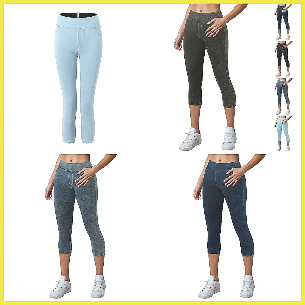 

Women's High Waist Skinny Jeans Stretchy Elastic Slim Fit Casual Cropped Pants