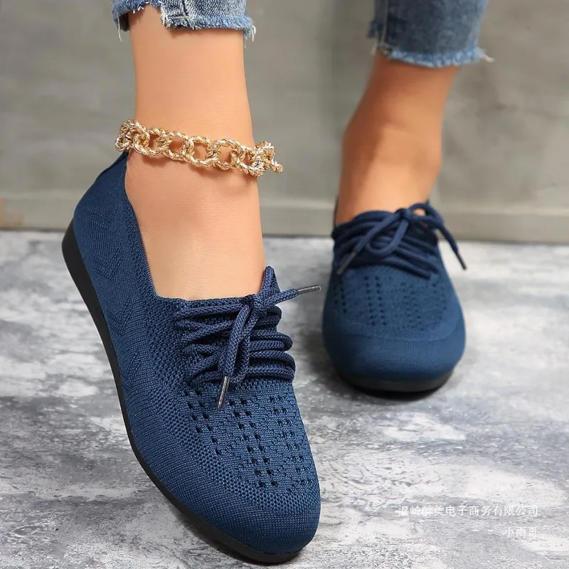 Platte Damesschoenen Veterschoenen Casual Sneakers Nieuwe Mesh Damesschoenen Solide Ademende Wandeldamesschoenen Plus Size Zapatos De Mujer