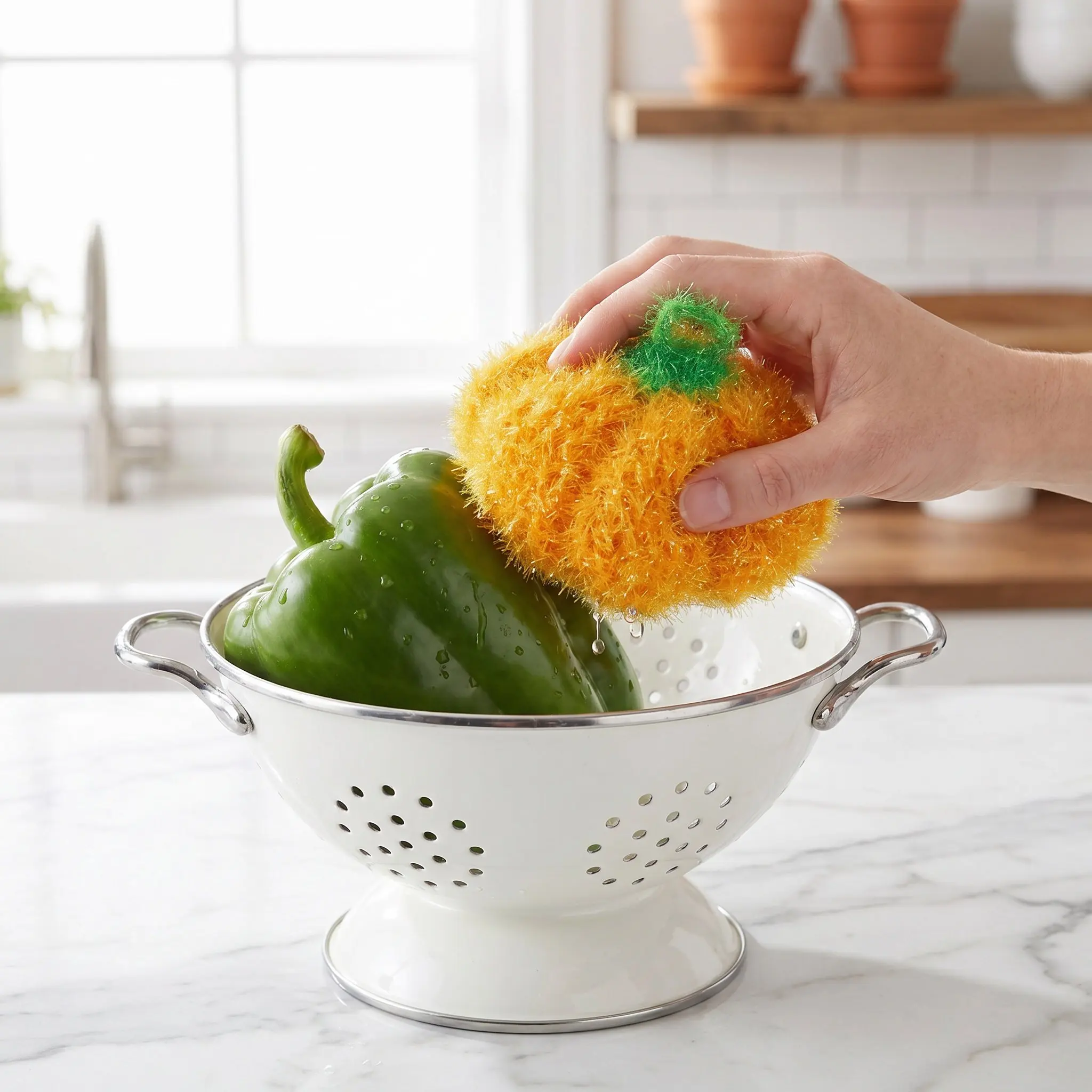 3Pcs Pumpkin Shape Reusable Dishcloths Non Scratch Kitchen Cleaning Brush Multipurpose Dishwashing Scrubber Cloth for Washing
