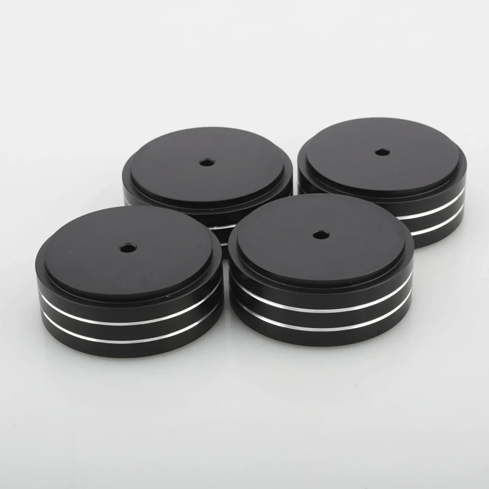 4x Audiocrast 58*21mm Aluminiowe Stopnie Podstawki Podwórka Amplituadu Amortyzatory Głośnik Gramofon Podkładki Gumowe Czarne