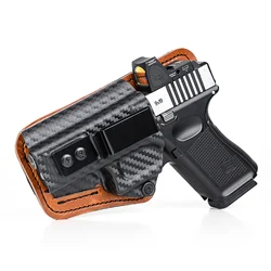 Coldre g19 com almofada confortável iwb kydex coldre híbrido de couro para glock 19 19x 23 32 44 45 ponto vermelho óptico dentro escondido transportar